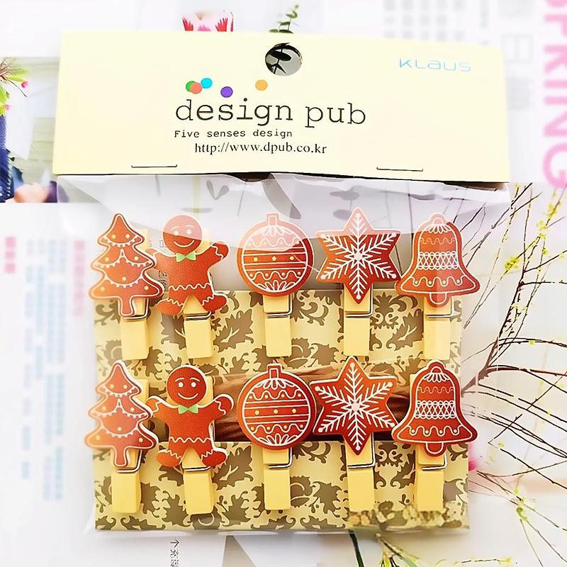 Cartoon Photo Display Decorated Odorless Christmas DIY Festive Atmosphere Gift Embellishment Wooden Clip Creative