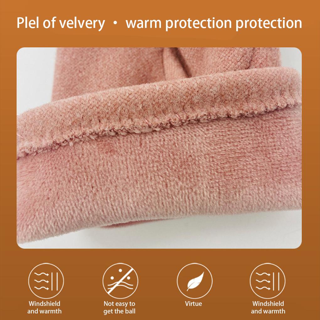 1 Pair Women Gloves Warm Velvet Thermal Mitten Portable Cold Weather Warmer Mitts Windproof Decoration Screen Soft