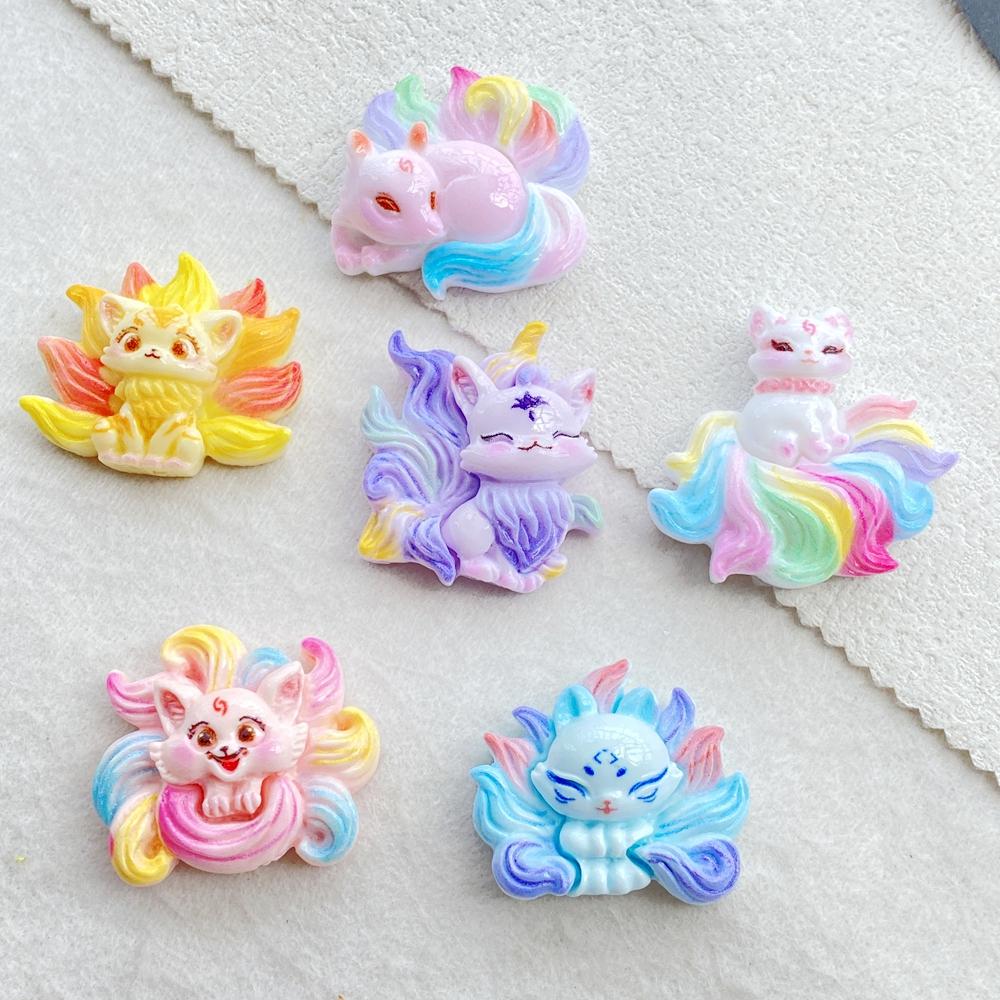 10Pcs Cute ResinMixed Rainbow Cartoon Cat Flatback Figurines - for Scrapbooking, Wedding Decor & DIY Jewelry Making Accessories
