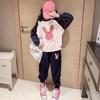 Girls' Colorblock Cartoon Sportswear Set: Spring/Autumn Long-Sleeve Top & Loose Pants