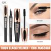 Eyeliner Mascara Set, Eye Makeup, Slender and Dense, Waterproof and Non-smudging 2 Pcs