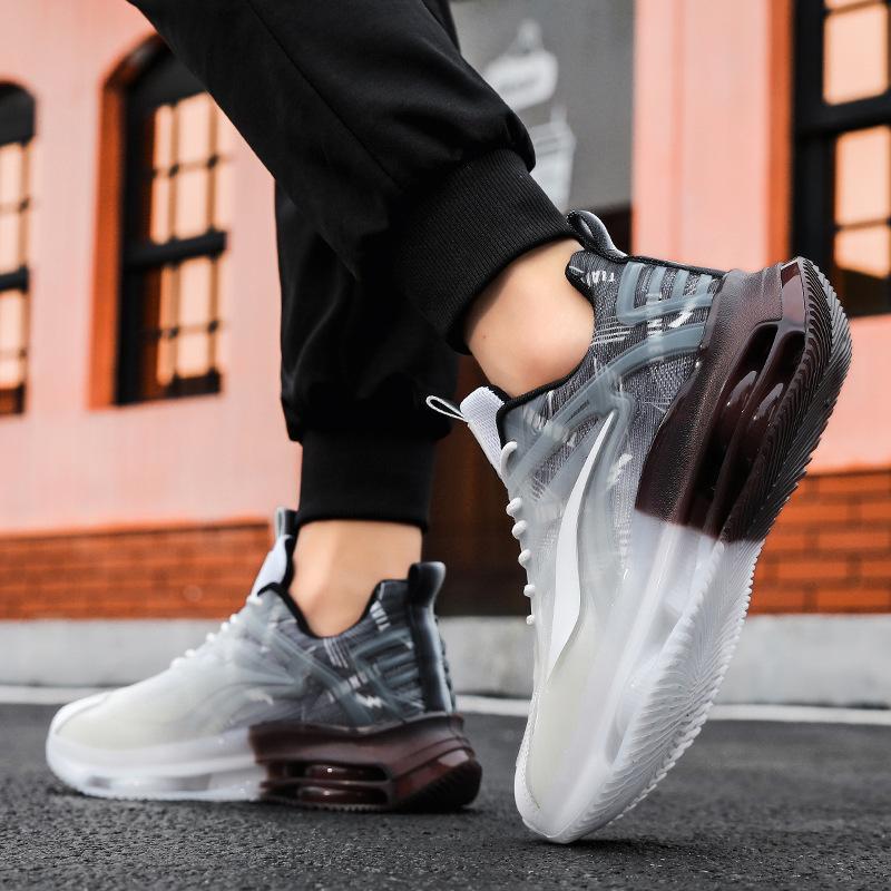 Summer breathable raw running shoes mesh air cushion jelly sole shock absorption rebound heightening sports shoes