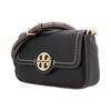Tory Burch Miller Metallic Double T Logo Flap Stitched Pebble Leather Messenger Bag Tote Shoulder Bag Women Bags Black 144020-001
