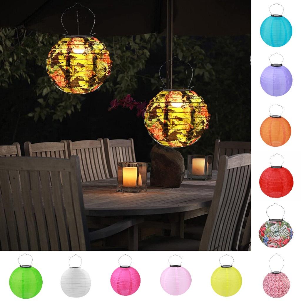 Lanterna de Tecido de Nylon Solar 8" 20cm 10" 25cm 12" 30cm Para Decoração de Jardim