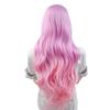 Qi Bangs Long Curly Hair Anime Wig Sky Blue Bangs Light Purple Gradual Change Powder