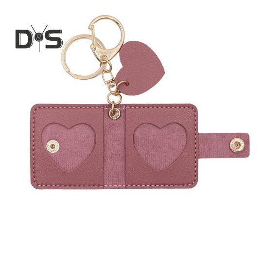 Family Photo Keychain Mini Album Faux Leather Personalized Picture Holder Retro Style Card Holder Key Ring