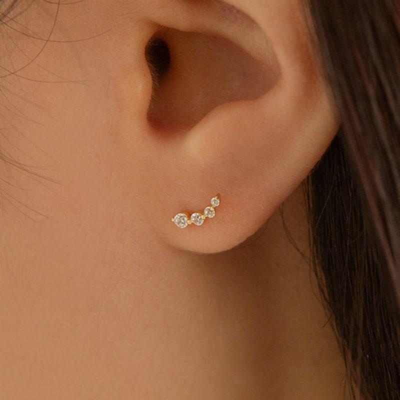 LUNNE 14k Milky Way Curved Stone Piercing (14k Gold) #LFPI04