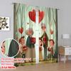 2pcs,2D Plane Printing Light Filtering Curtains Boster Family Love 100% Polyester (without Rod) Festive Ldeal for Bedroom and