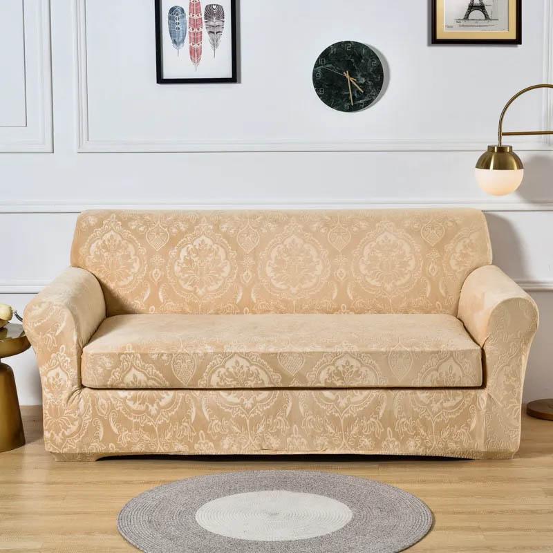 

Короткий эластичный чехол для дивана с тиснением, универсальный универсальный чехол, универсальный чехол для дивана в скандинавском стиле, подушка для дивана 1 seater бежевый