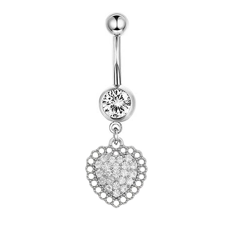 1Pcs Stainless Steel Long Navel Nail Butterfly Heart Five-pointed Star Pendant Navel Ring Piercing Jewelry
