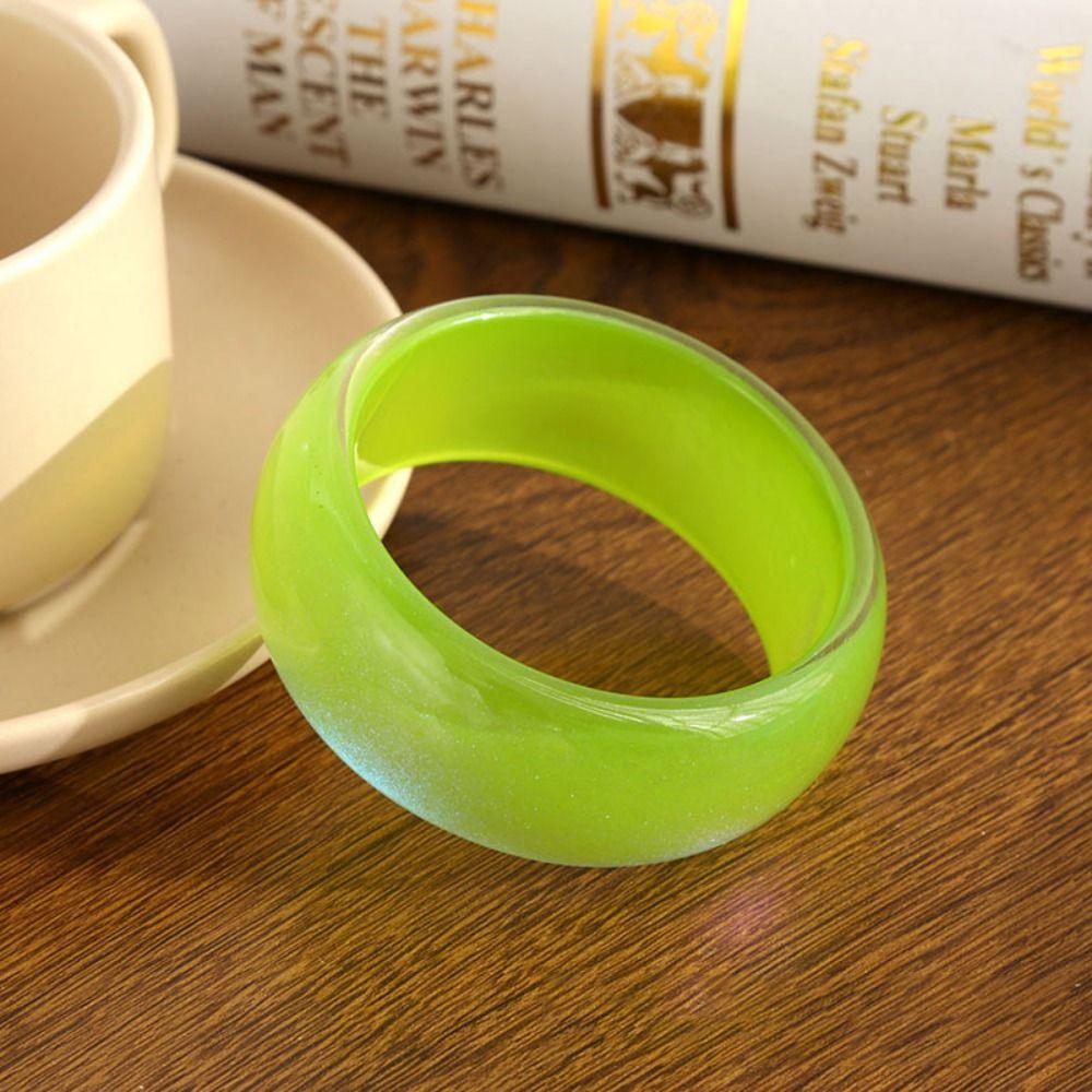 Geometric Design Irregular Wide Bracelet Glitter Big Round Transparent Hand Ring  Gift
