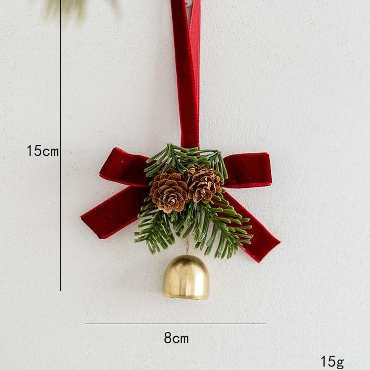 Christmas Jingle Bells Door Hanger Decor Butterfly Knot Pinecone Wreath Pendant Ornament Christmas Gift Home Decoration