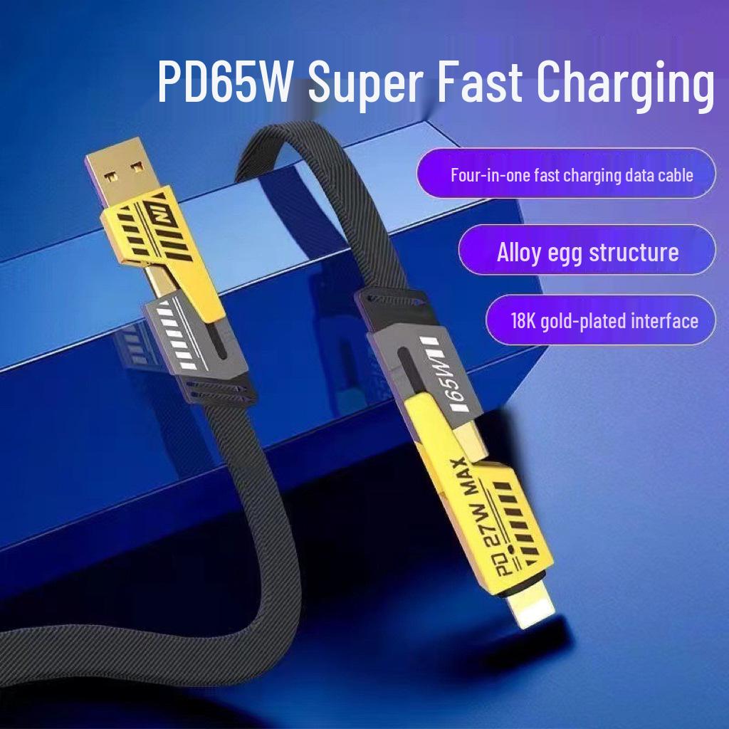 65W 4-in-1 Super Fast Charging Data Cable for Apple & Huawei Devices