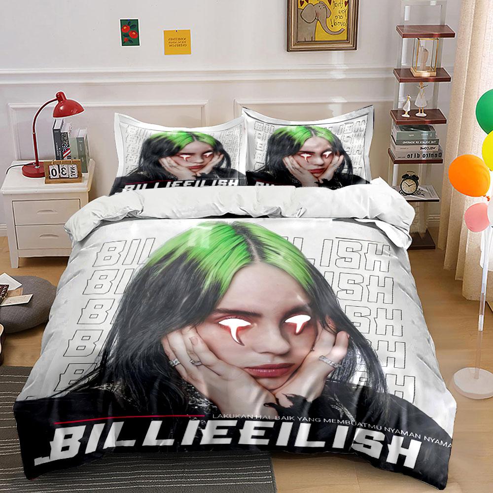 Billie Eilish Artistic Portrait Bedding Duvet Cover Set Duvet Cover Pillowcases (1*Duvet Cover 2*Pillowcases, Without Duvet Insert)