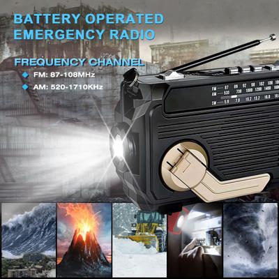 Radio di Emergenza a Manovella Solare Ricaricabile Impermeabile Altoparlante Compatibile Bluetooth Radio AM/FM ad Energia Solare