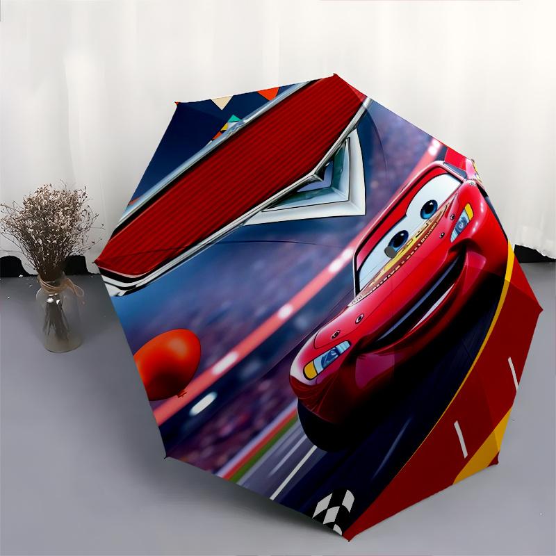 Lightning McQueen,Cars Automatic Folding Umbrella - Simple 8-Rib Design, Bright Cartoon Pattern, Durable Iron Frame, Suitable For Travel, Ou