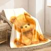 2026 New Arrivals Brown Plush Bear Flannel Blanket Cute Big-Eyed Bear Design Soft Durable Anti-Wrinkle All-Season Throw for Dorm R