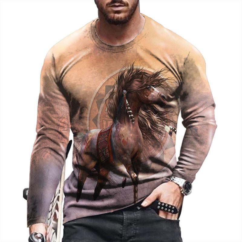 

Футболка с длинным рукавом в стиле ретро, этническая, мужская, африканское племя, 3D-принт, повседневная, с воротником O, качественная, удобная одежда 6XL