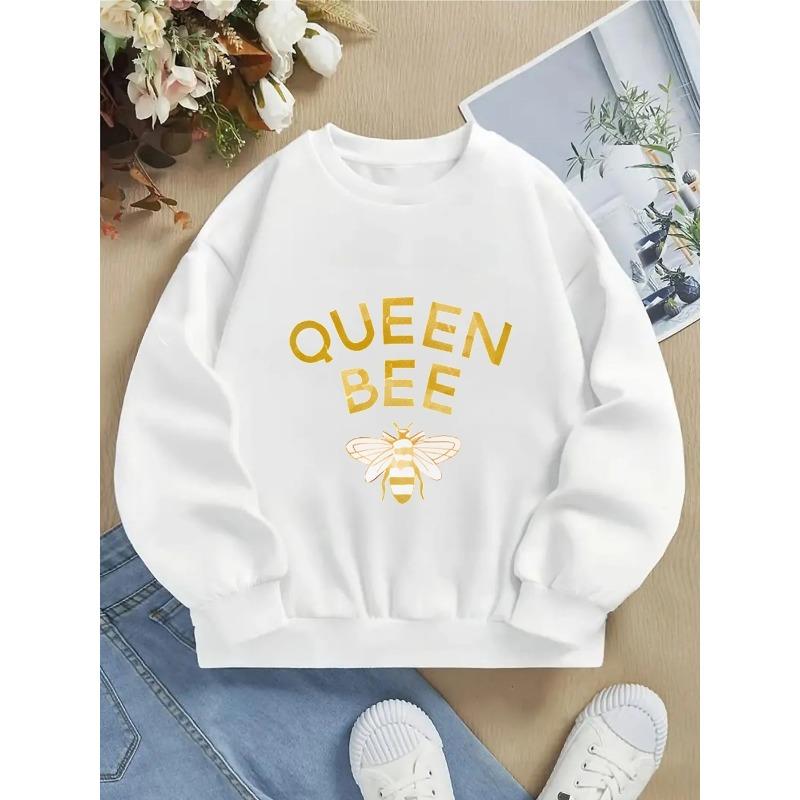 European sizes Crewneck Sweatshirt for Kids Featuring a Golden Bee Pattern, Ideal for , This Soft And Comfy Sportswear Is Perfect for Casual Outings