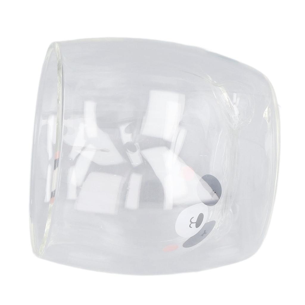 Cute Double Wall Glass Mug 250ML Heat Resistant Bear Appearance Coffee Glass Cup for Home Office Library Gifts Smile