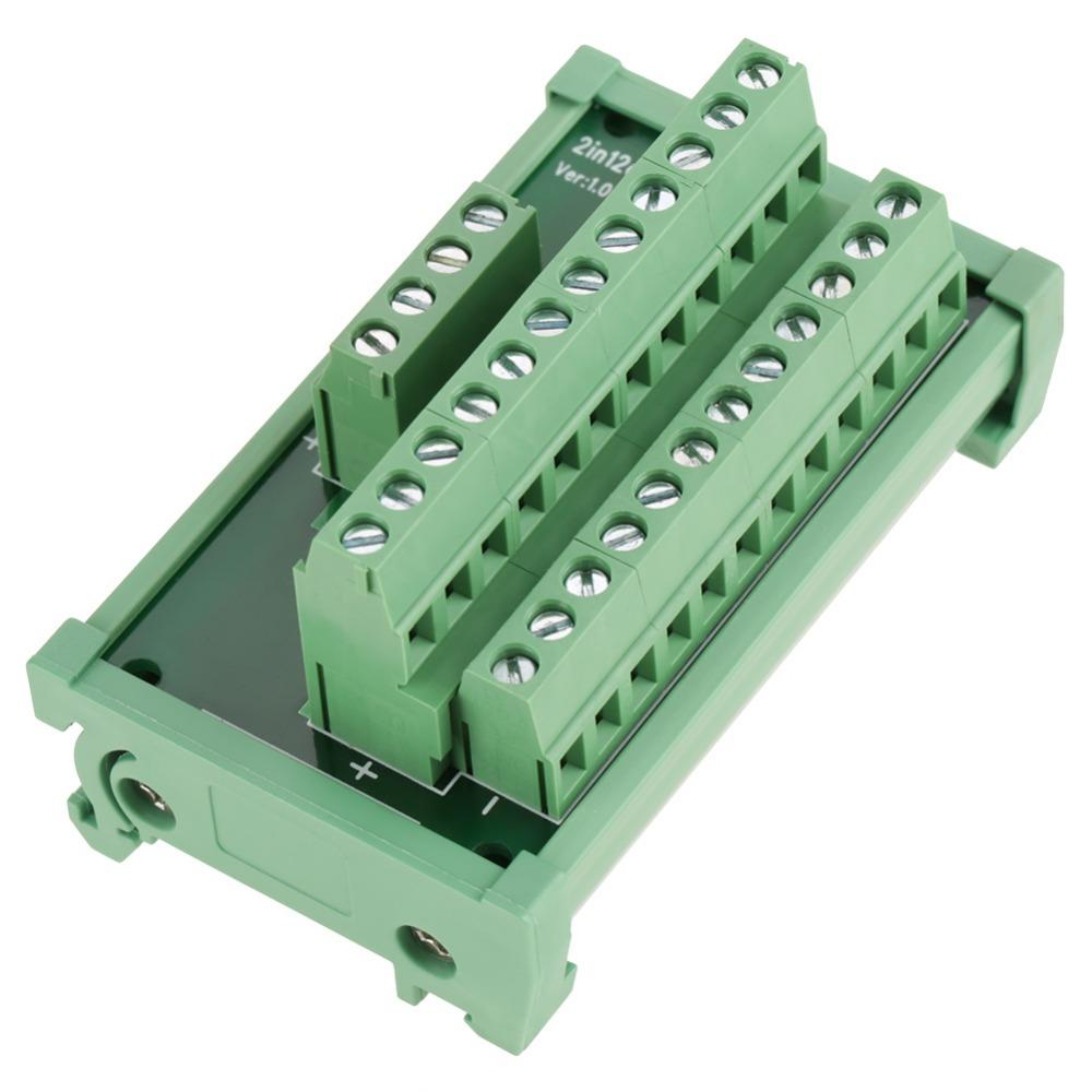 Screw Terminal Block Power Distribution Module 2 in 12 Out Breakout Board  PLC