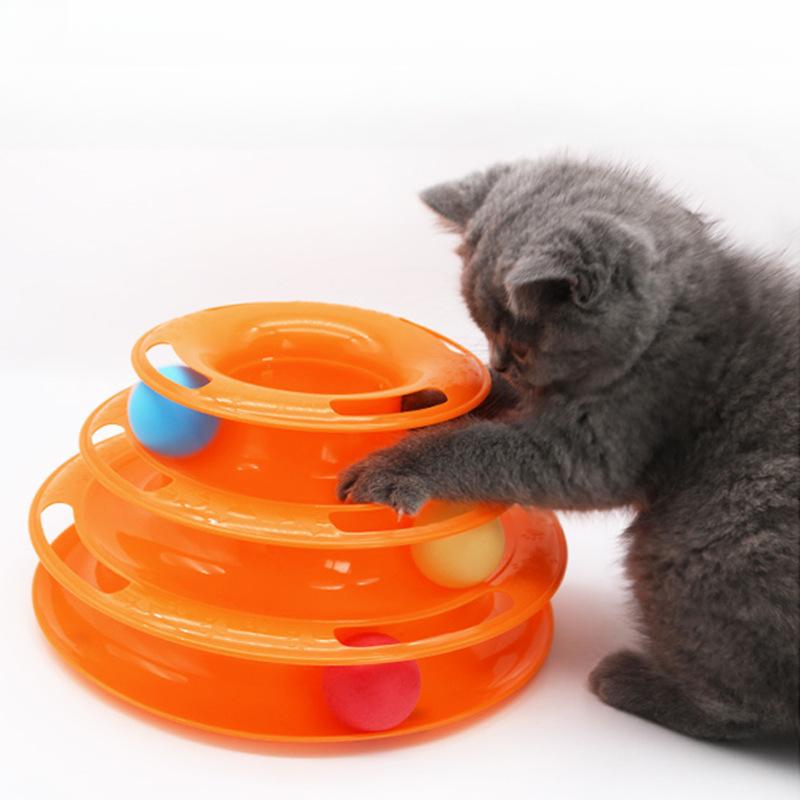 Funny Cat Pet Toy Cat Ball Toys Intelligence Triple Play Disc Cat Toy Balls Tower Tracks with Balls Toy Pet Product