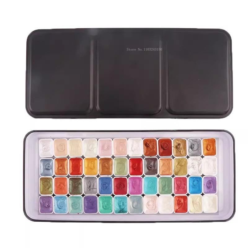 48 Farben 1ml Perlmuttfarbene Solide Aquarellfarbe Künstlerbedarf Outdoor-Skizze Handgemalte Aquarellmalerei Kreation