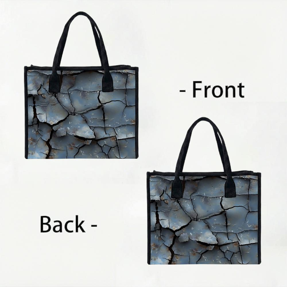 Cracked Pattern Tote Bag Fashion Large Capacity Daily Casual Shoulder Handbag for Women