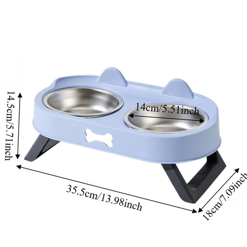 Stainless Steel Raised Pet Feeder Double Bowl Cat Feeding Dish Elevated Cat Bowl For Cats