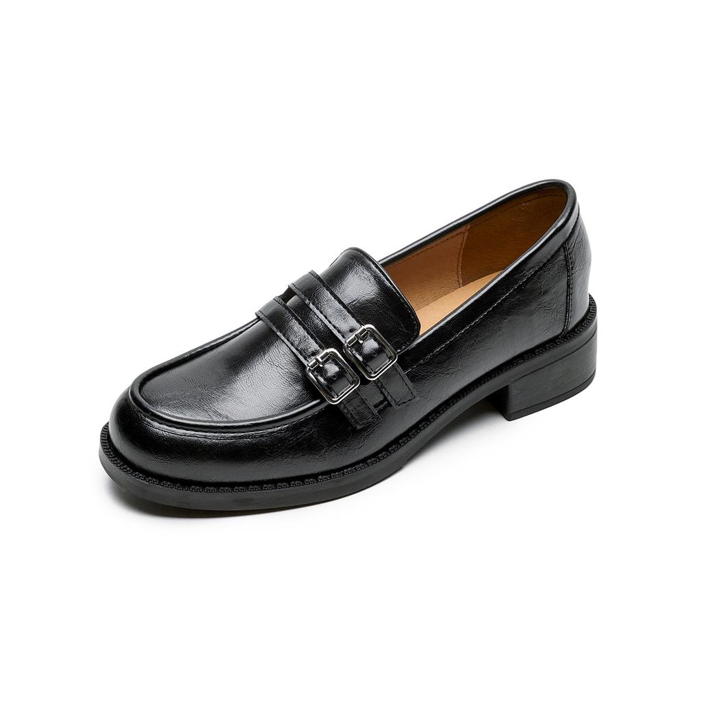 Women's Loafers Platform Loafers Women's Shoes Spring and Autumn Black Single Shoes British Small Leather Shoes