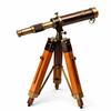 Brass Telescope with Wooden Tripod, Nautical Decor Telescope, Maritime Spyglass, Antique Brass Floor Telescope