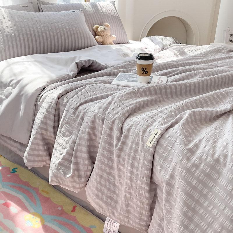 Washed Cotton Plaid Quilt, Air Condition Thin Comforter, Blanket Bedspread, Single, Double, Queen, King Bed Coverlet, Summer