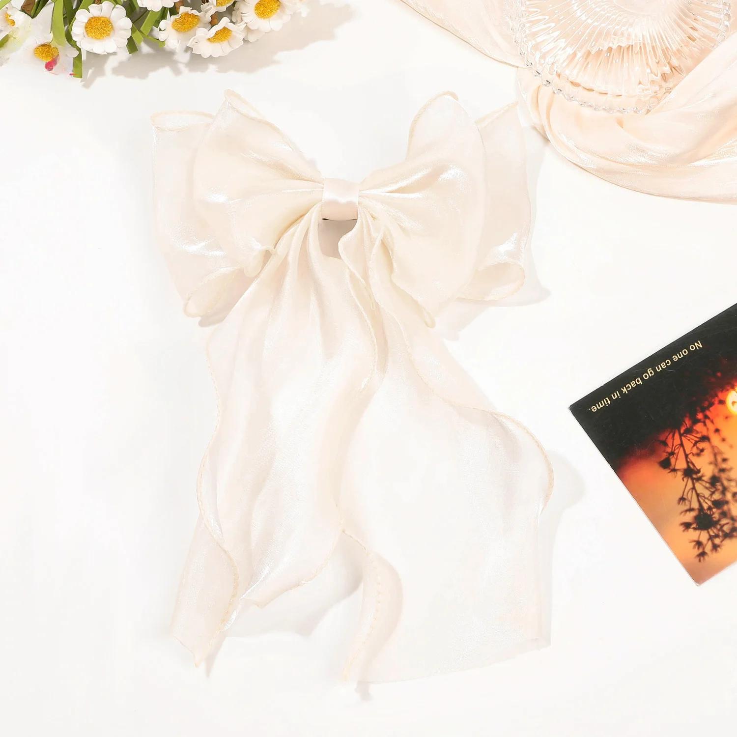 

Большой бант пятно заколка для волос женская шпилька заколки шифоновый бант девушки конский хвост заколка аксессуары для волос головной убор подарок однотонный