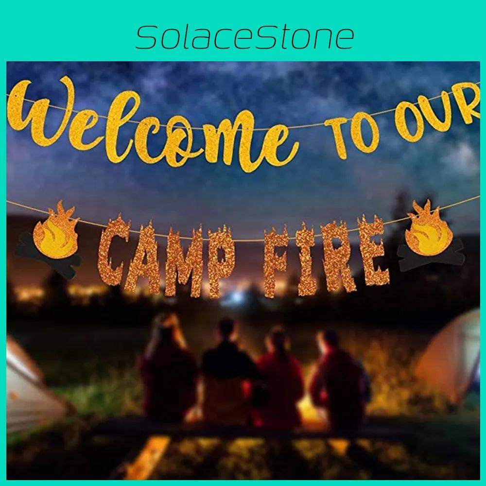 Themed Camping Birthday Party Decoration Background Banner Props Activity