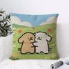 Cartoon Mmaltese Dog Lline Dog Cushion Cover Organic Linen Square Pillow Case Durable Nonallergenic And Kind To Skin