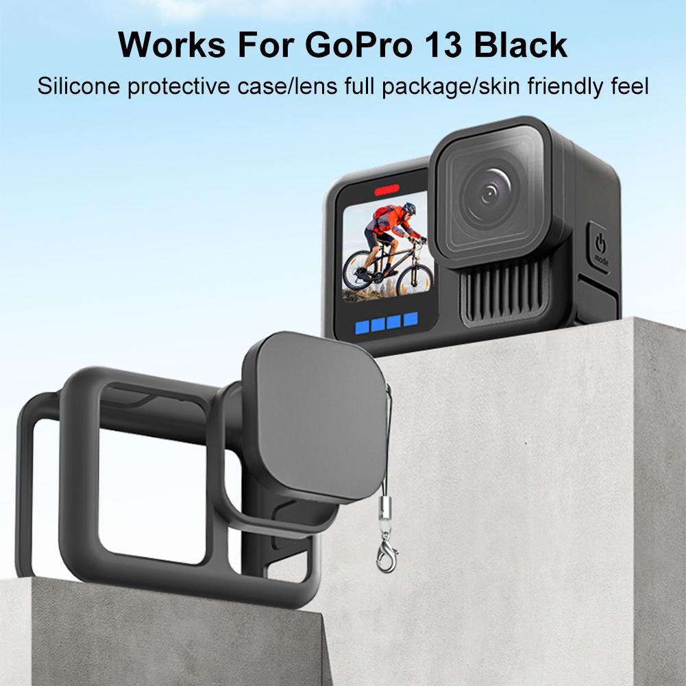 Silicone Case with Lens Cover & Lanyard Soft Sleeve Anti-Scratch Protective Housing Camera Protector for GoPro 13 Accessories