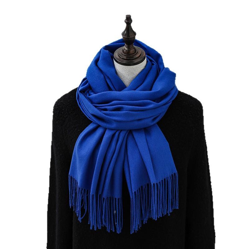 Großer roter Schal, hochwertiger und vielseitiger Woll-Kaschmir-Schal für Damen, Winterschal im koreanischen Stil, einfarbig