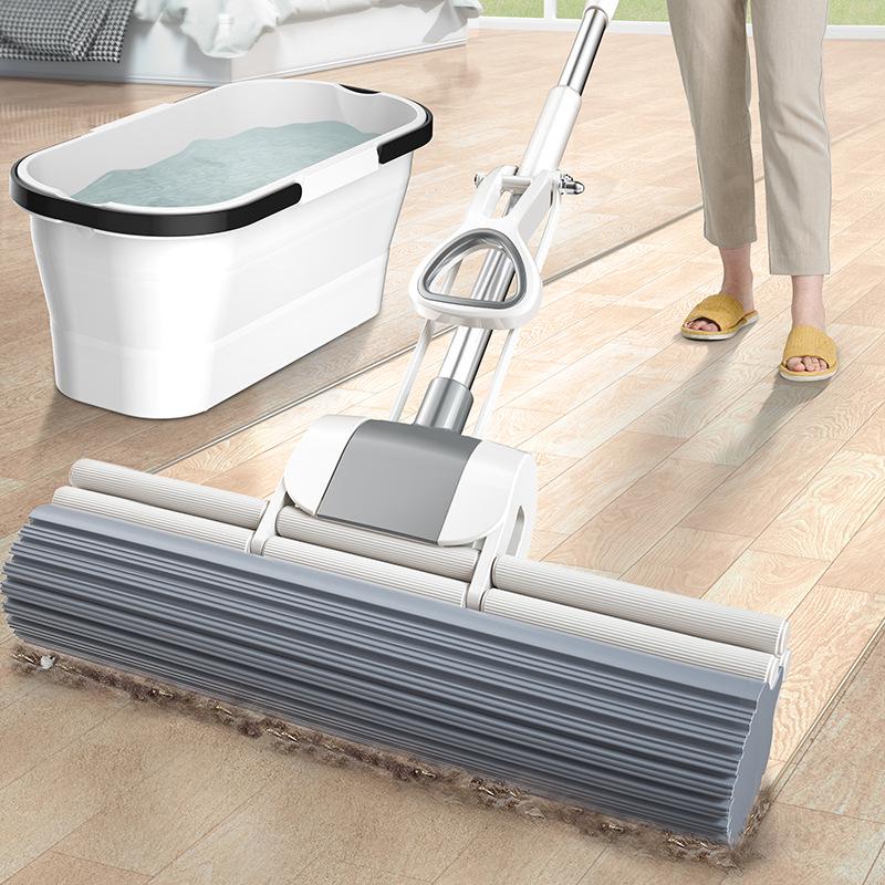 Large PVA Sponge Roller Mop - Hand-Free Squeeze, Absorbent & Lightweight