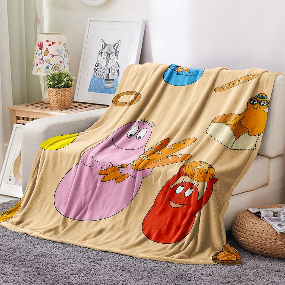 Barbapapa Flannel Blanket, High quality Comfortable for All Seasons, Home Decor, Warmth and Comfort