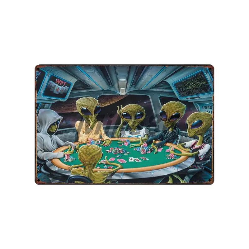 [ Mike86 ] Wanring AREA 51 I WANT TO BELIEVE UFO Aliens Metal Sign Wall Plaque Poster Custom Painting Room Decor Art LT-1695