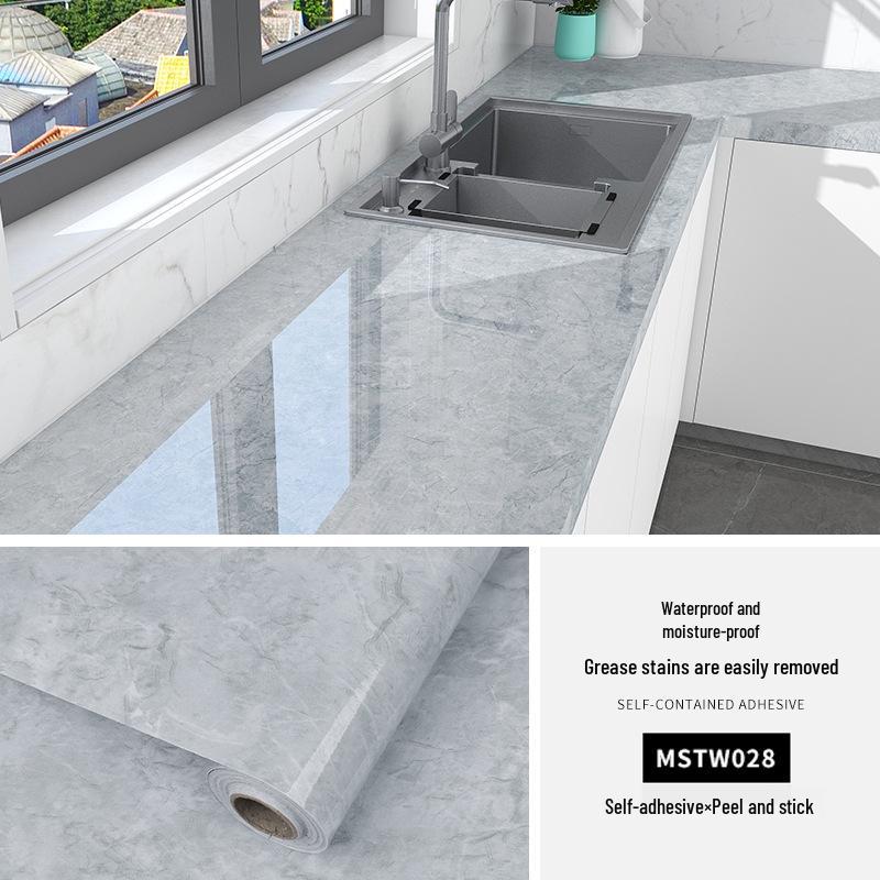 Waterproof, Oil-Proof Marble Self-Adhesive Wallpaper for Bathroom, Kitchen, Living Room, and Toilet Renovation.