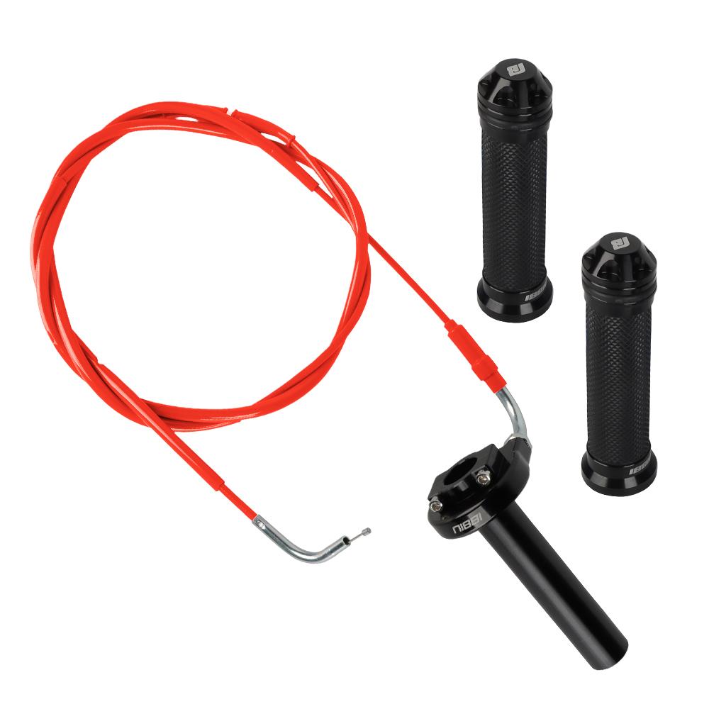 NIBBI Motorcycle Handle CNC Throttle Twist Grips Handguards 180cm Throttle Cable Accelerator Set for GY6 Engine Scooter DirtBike