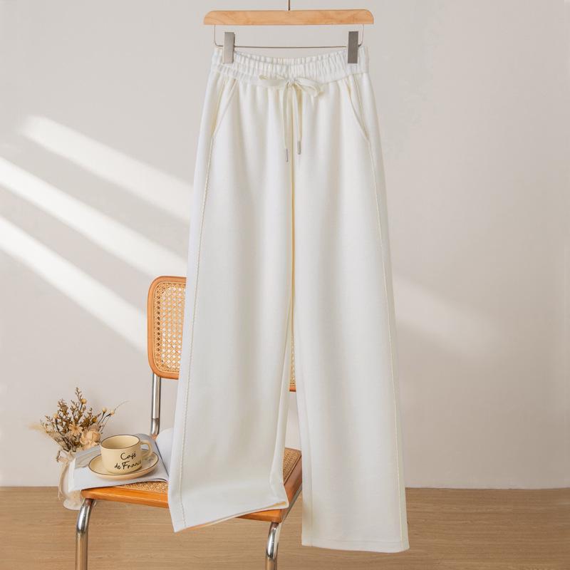 2025 Puyuan Autumn/Winter Merino Wool Blend Slimming Straight Leg Pants with Lace for Women