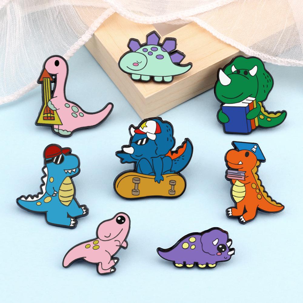 Adorable Kawaii Dinosaur Cartoon Brooch: Soft Animal Badge, Student Bag Pendant Ornament