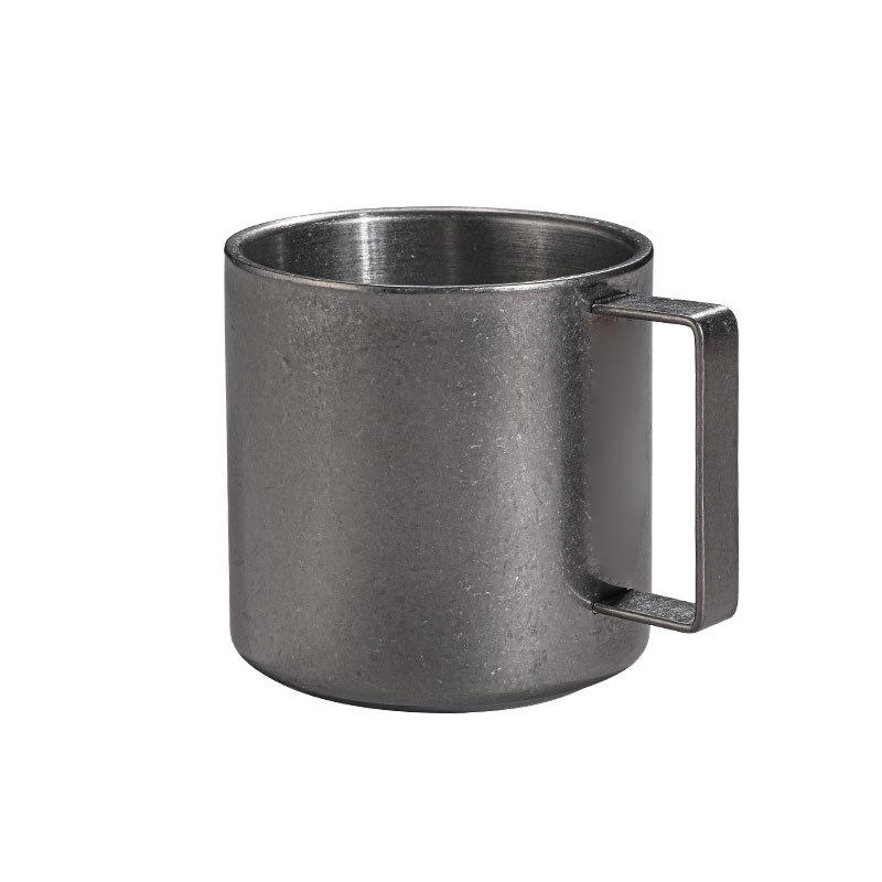 BR304 Stainless Steel Coffee Cup Retro Double-layer Heat-resistant Mug Silver Coffee Cup Afternoon Tea Cups and Saucer Set TeacupEY