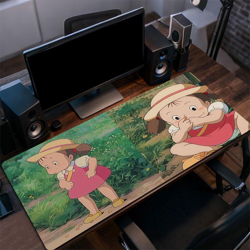 Mei Kusakabe Cartoon Mouse Pad, Large Gaming Desk Mat, Non-slip XXL Mousepad for Laptop & Tablet, Mini PC Playmat with Stitched Edges