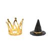 12 Set Witch Hat and Crown Cake Toppers Mini Wizard Hats Cupcake Decorations for Birthday Party Supplies Gold