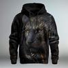 Fierce Animal Lion Pattern 3D Digital Printing Men's Fashionable Hooded Sweatshirt