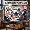 Floral Garden Theme Throw Blanket Custom Name Text Personalized Blanket Soft Cozy Blanket for Home Sofa Bed
