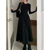 Black Temperament Long Dress New High-end Long-sleeved Knitted Dress Children's Autumn